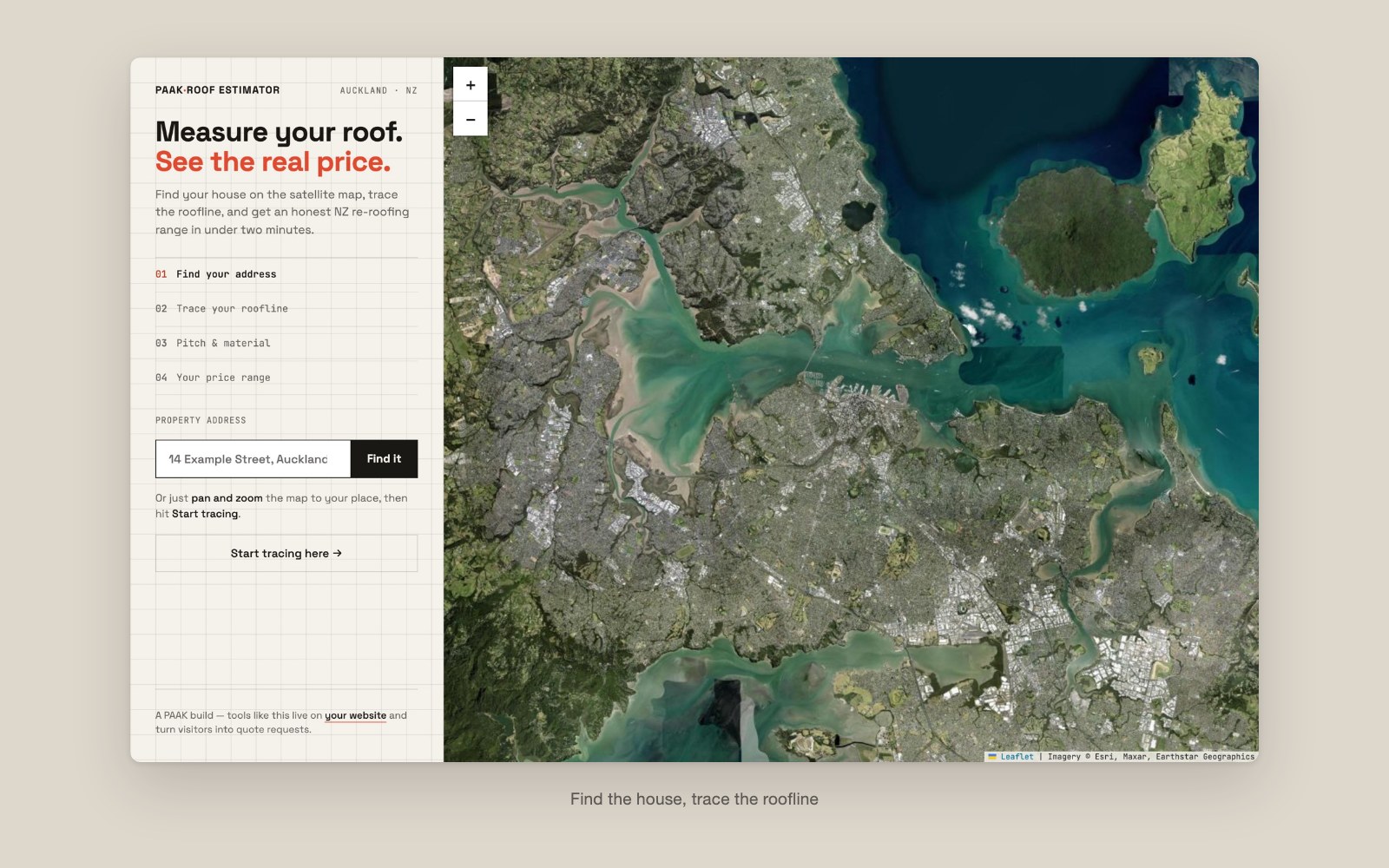 The Roof Estimator: tracing a roofline corner by corner on the satellite map