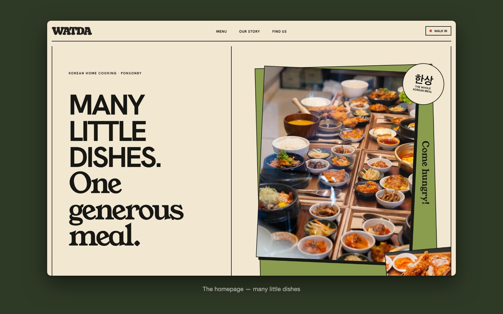 The WATDA homepage: many little dishes, one generous meal