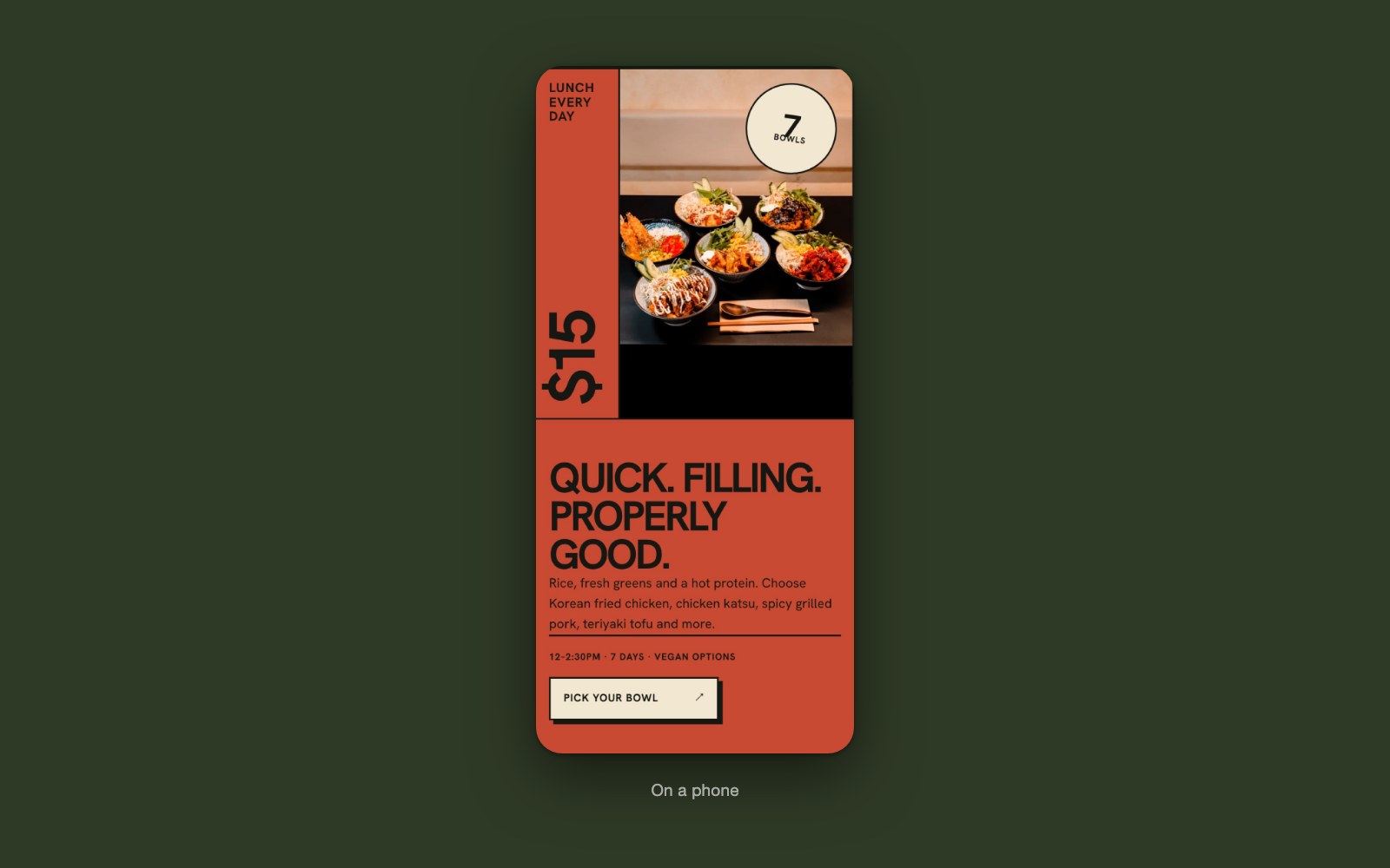 WATDA at mobile width — the menu a diner actually opens at the table